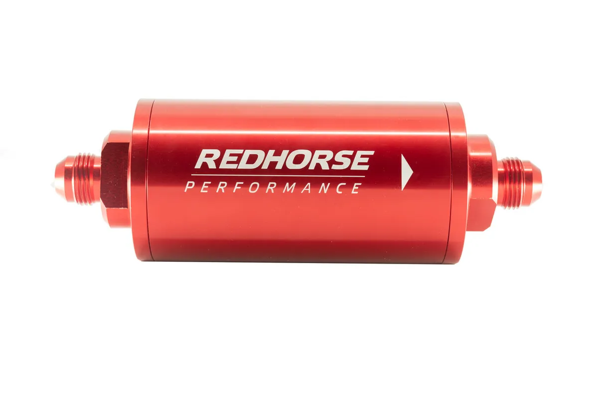 Redhorse Performance 6in Cylindrical in Line Race Fuel Filter 10 an Red