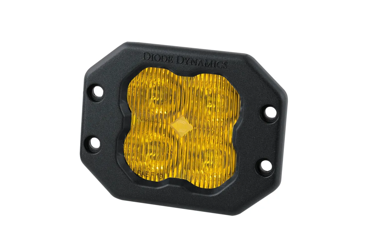 Diode Dynamics SS3 Yellow Pro Flush Mount LED Pod, SAE Fog - Amber product image