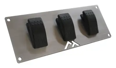 Crown Automotive Jeep Replacement Stainless Steel Switch Plate w/ 3 Rocker Switches For Universal Applications