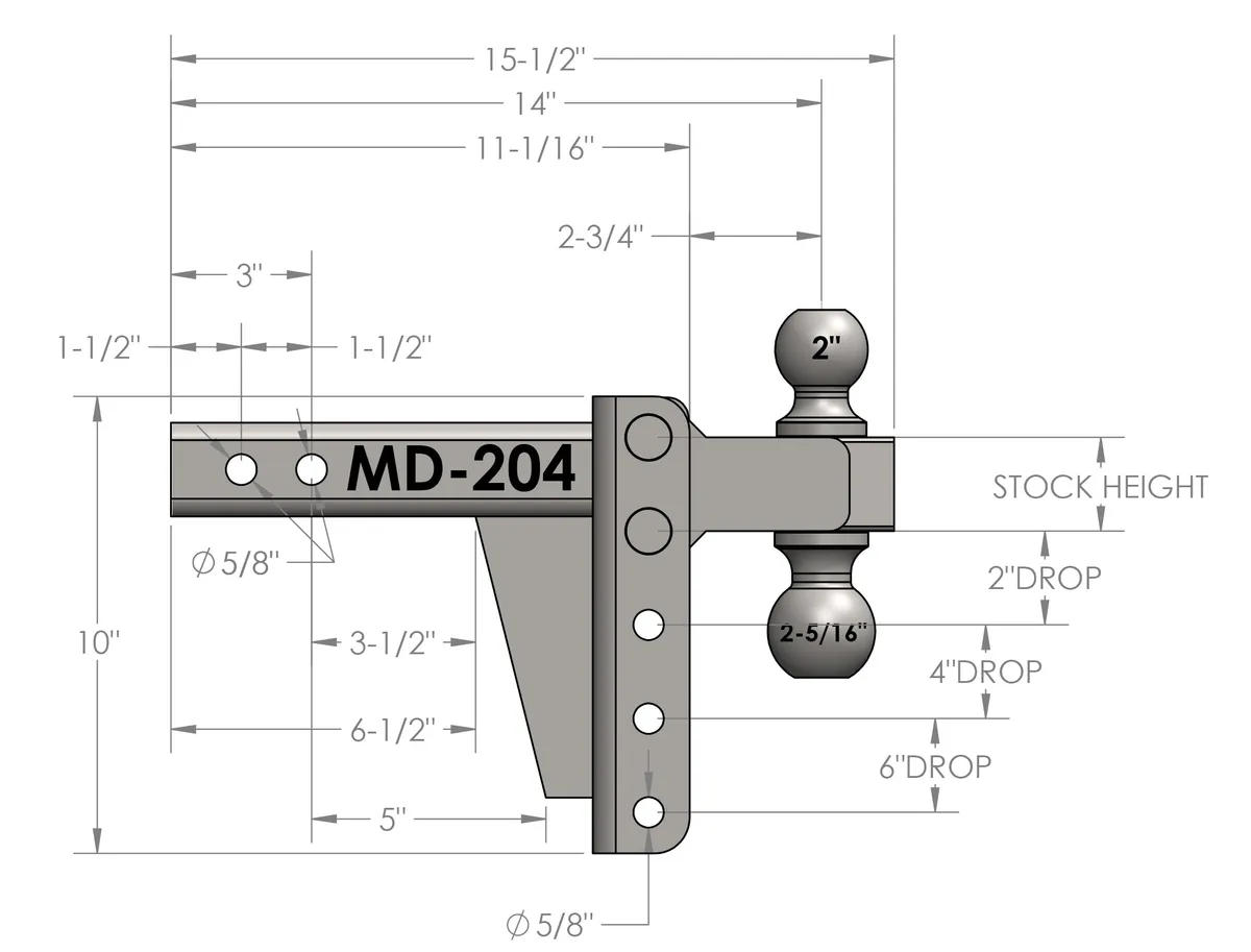 BulletProof 2.0 Medium Duty 4 Drop/Rise Hitch MD204 product image