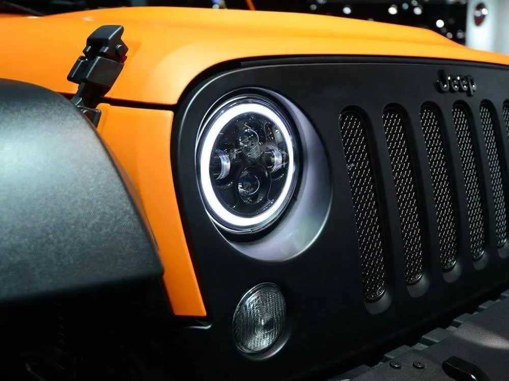 7 inch 80W Jeep LED Halo Headlights with DRL & Turn Signals for 1997-2018 Wrangler JK CJ TJ product image