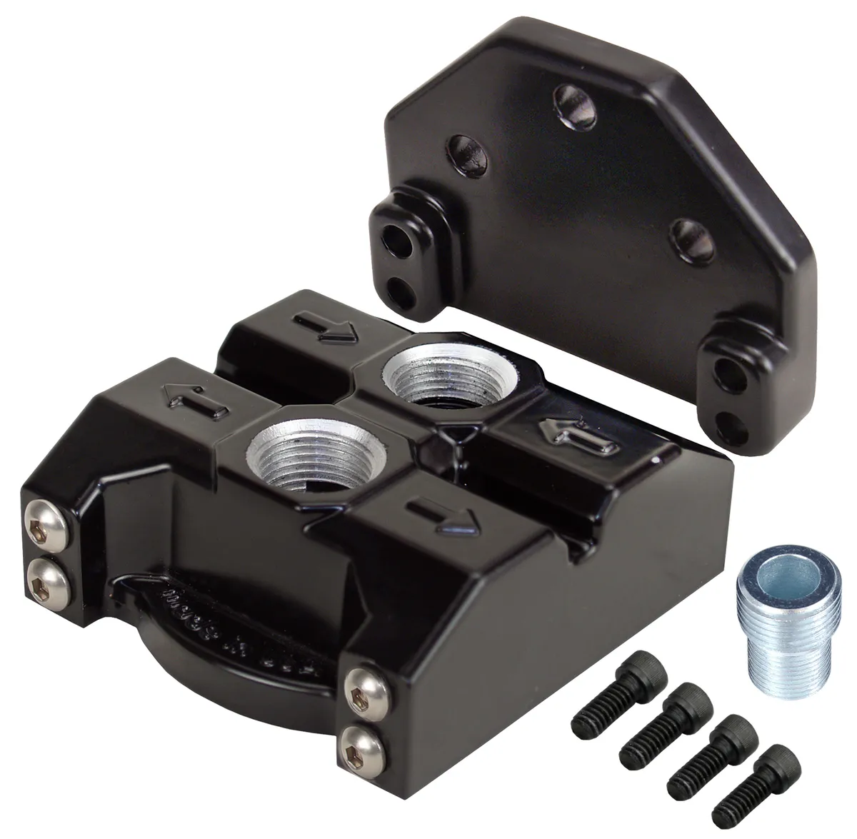 Derale 35708 Premium -10AN Ports Up Single Filter Mount, 3/4-16 Filter Threads product image
