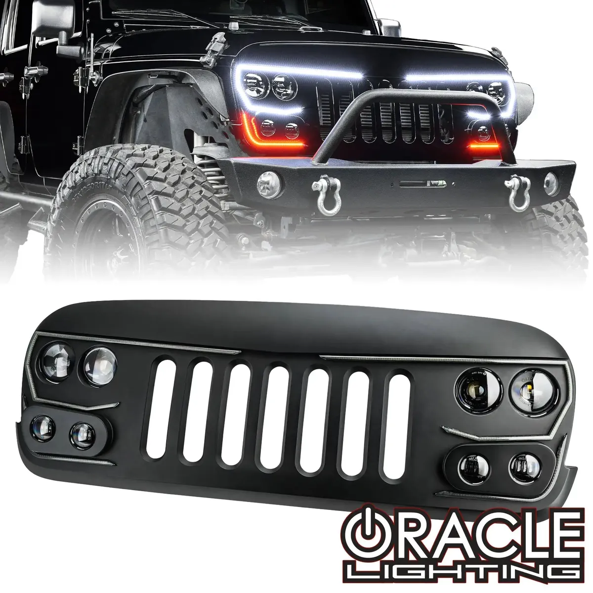 2007-2017 Jeep Wrangler JK Vector Pro Series II Full LED Grill - Integrated Headlights & DRL product image