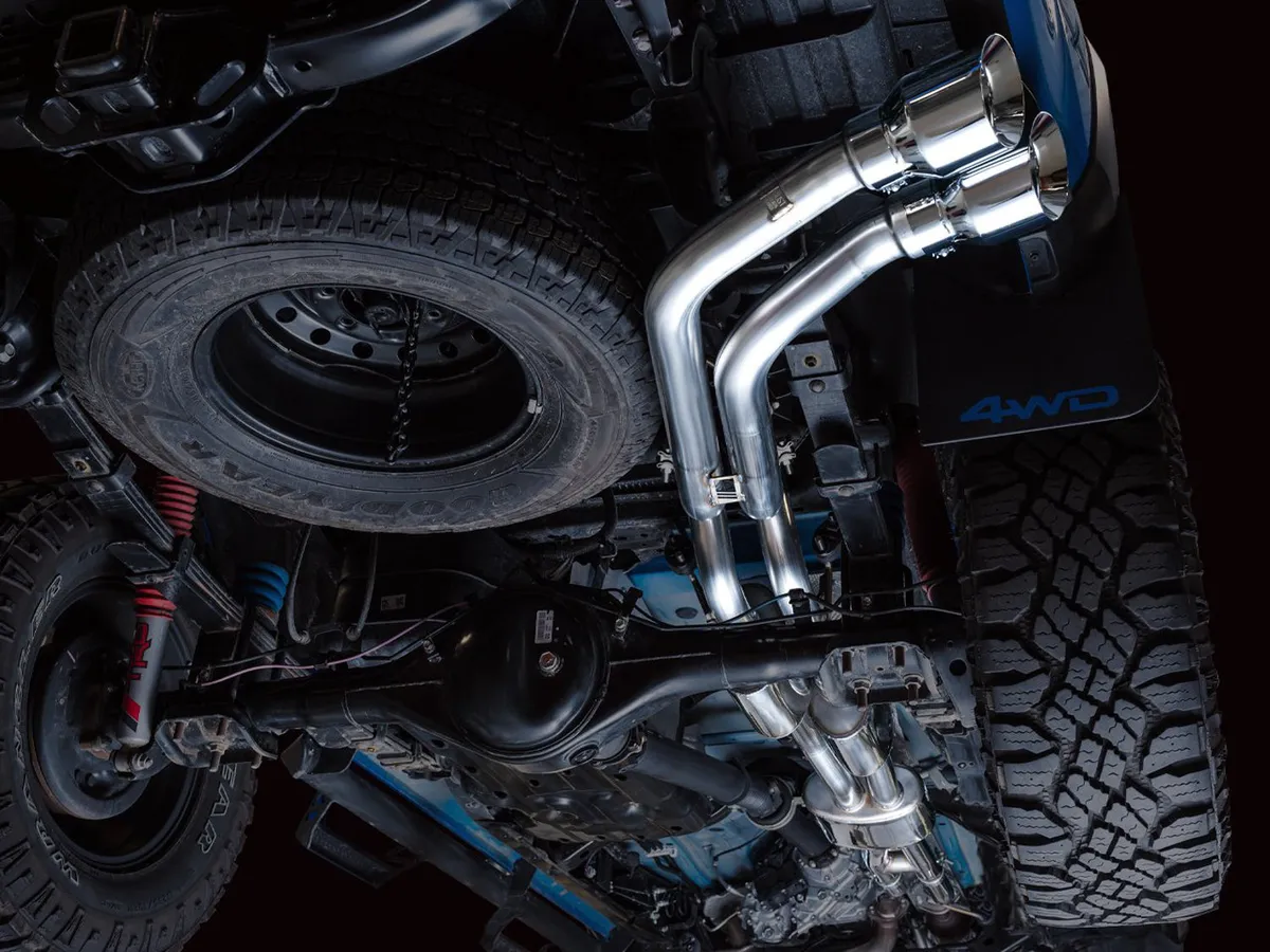 AWE 0FG Exhaust with BashGuard for 3rd Gen Tacoma - Dual Diamond Black Tips product image