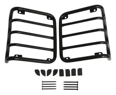 Crown Automotive Jeep Replacement 2007-2016 JK Wrangler Tail Light Guard Set Black Powder Coated Stainless Steel Tail Lamp Guard Set; Includes 2 Guards and Hardware Black