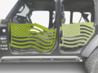 Steinjager Steinjäger Doors Gladiator JT 2019 to Present Trail, American Flag Design Front Doors Gecko Green