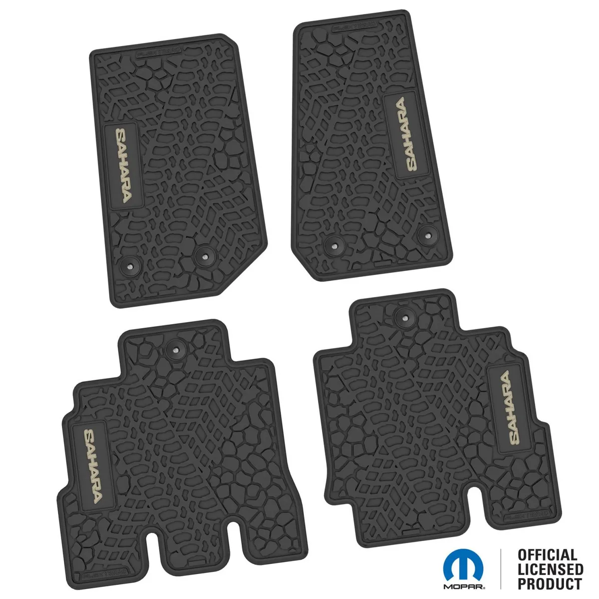 14-18 Jeep JKU 4 Dr Front and Rear -Tire Tread/Scorched Earth Scene w/ Sahara Insert - Black w/ Tan Insert product image