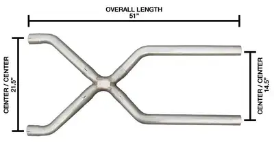 Pypes Performance exhaust Exhaust X-Pipe Kit Intermediate Pipe 3 in Crossover Hardware Incl Polished 304 Stainless Steel Pypes Exhaust