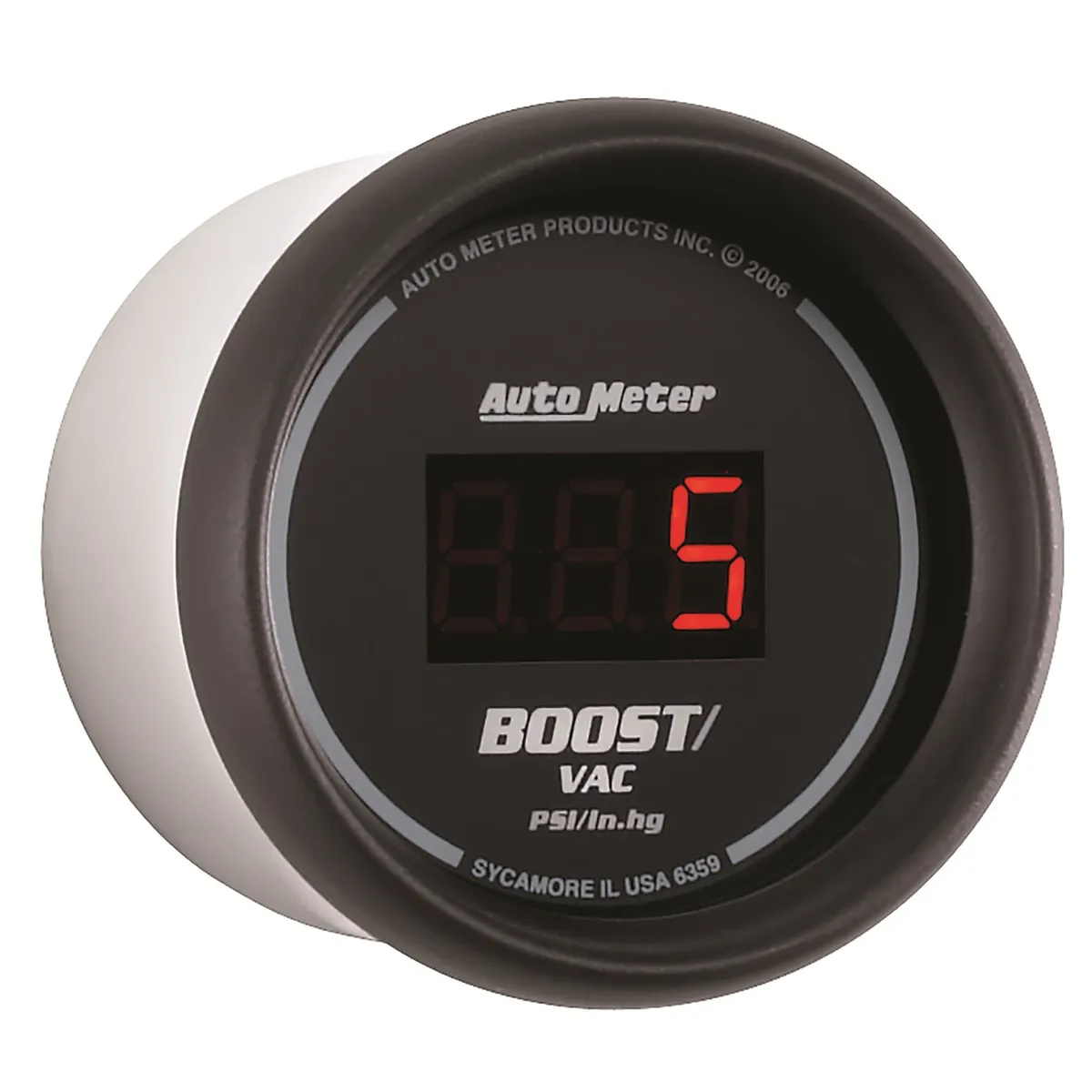 Gauge, Vac/Boost, 2 1/16", 30inHg-30psi, Digital, Black Dial w/ Red LED product image