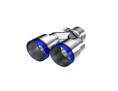 MBRP Exhaust Armor Pro Burnt End Tip; T304 Stainless Steel; 2.5 in. Inlet; Dual 3.5 in. OD. Out; 9.5 in. Length; Single Wall;