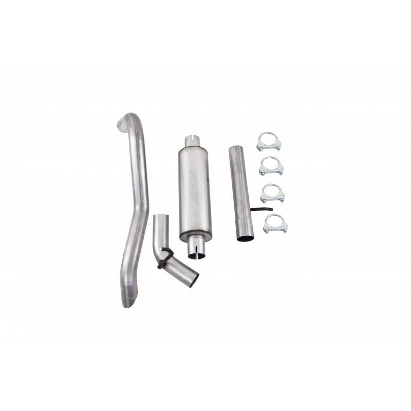 Armor Lite Cat Back Exhaust System; 2.5 in.; Incl. Ext. Pipe/Overaxle Pipe/Offroad Tailpipe/Muffler/Hardware/No Tip; Muffler Before Axle; Single Rear Exit; Aluminized; product image