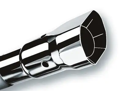 Borla Universal Exhaust Tip 2.5 in. Inlet 2.88 in. x 3.38 in. Sq. Outlet 9 in. Length Set Screw Included Single Square Angle Cut Intercooled Polished Stainless Steel
