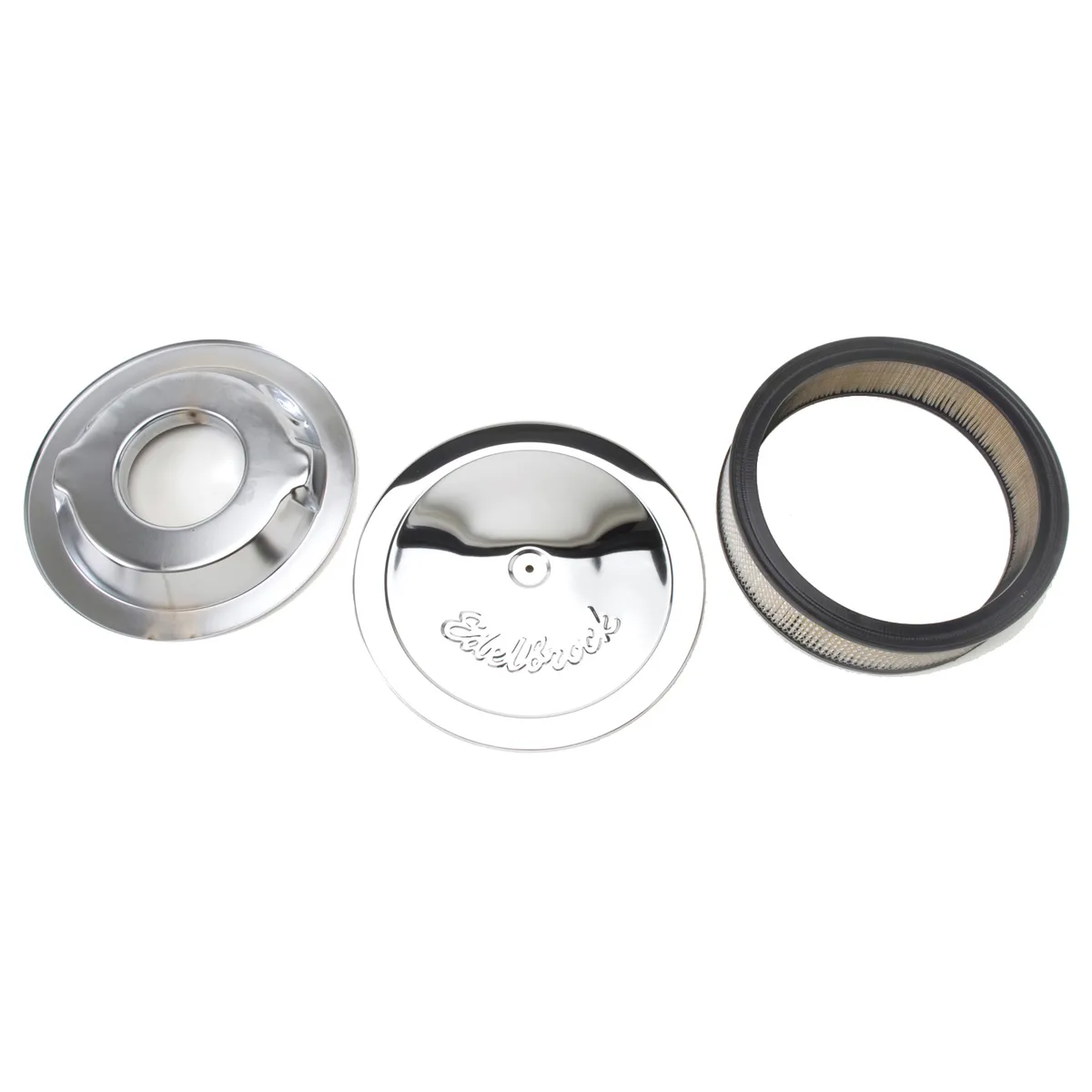 Edelbrock 1221 Pro-Flo Chrome 14 Round Air Cleaner with 3 Paper Element (Deep Flange) product image