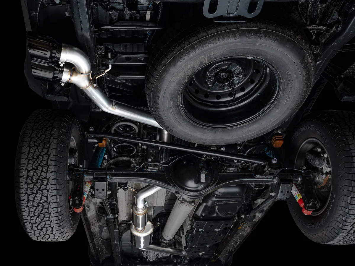 AWE 0FG Exhaust for 4th Gen Toyota Tacoma - Dual Chrome Silver Tips product image