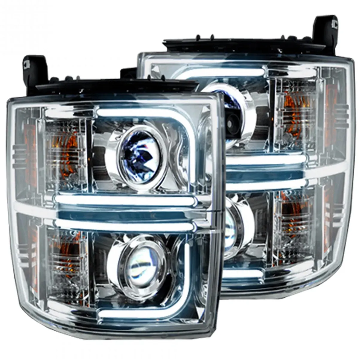 Chevrolet Silverado 25003500 Heavy Duty 14-19 3rd Gen Projector Headlights w Ultra High Power Smooth Oled Halos And product image