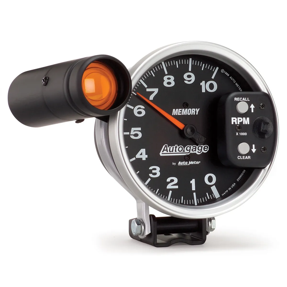 Gauge, Tach, 5", 10k RPM, Pedestal w/ ext. Shift-Lite & Mem, Black, Auto Gage product image