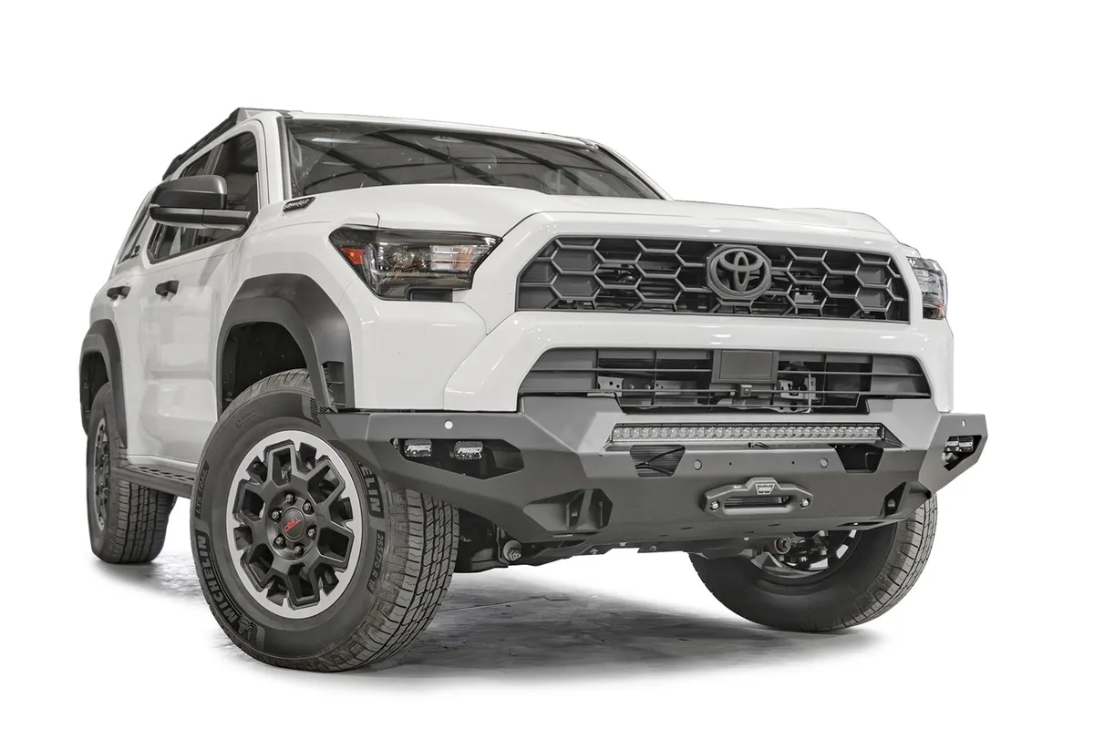 Matrix Front Bumper; w/ No Guard; Matte Black Powder Coat; Steel; 30 in. Light Bar/ Four 2x3 LED Pod Lights; Incl. D-Ring Mounts; product image