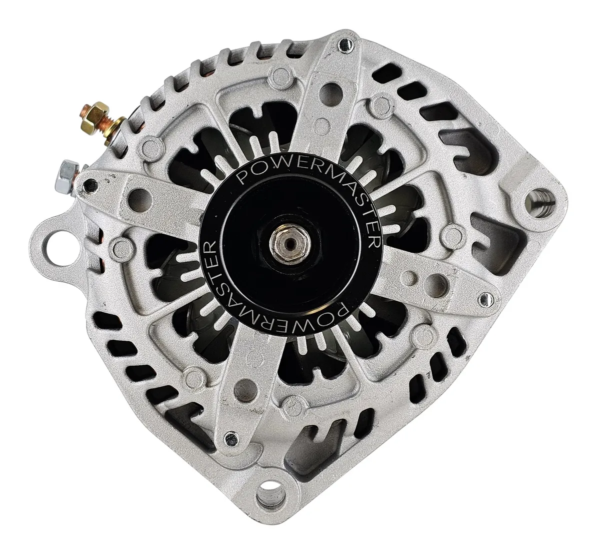 Alternator; Denso; 245 Amp; 6 Groove Pulley; 2 Pin OE Hookup; FR-L Voltage Regulator; Hairpin Upgrade; Natural Finish; product image