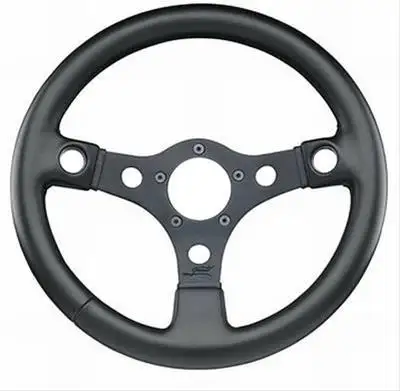 Grant Performance GT Series Steering Wheel; 13 in. Diameter; Black Vinyl Grip; Black Anodized Aluminum 3-Spoke Design; w/Holes For Switch Buttons;