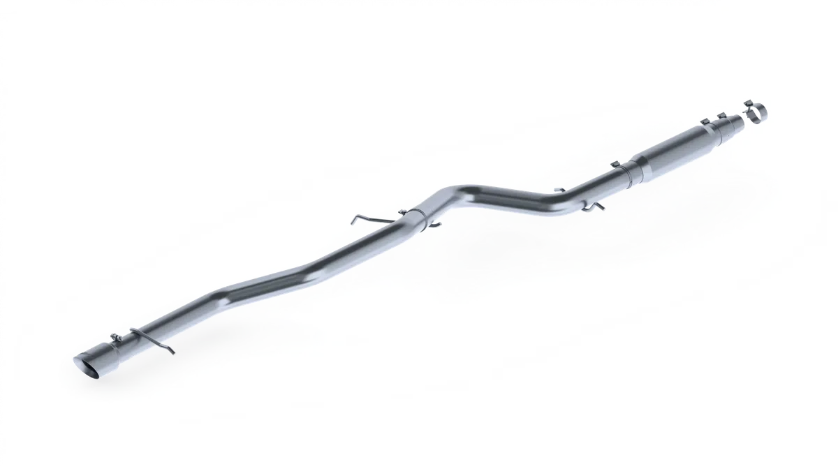 Armor Plus Cat Back Exhaust System; 3 in.; Incl. Adapter/Over Axle Pipe/Muffler/Tailpipe/Hardware/4 in. OD Tip; Single Rear Exit; 409 Stainless Steel; product image