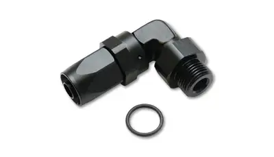 Vibrant Performance Male AN to Male ORB 90 Degree Adapter Fitting; -16AN Hose Size x -16AN Male ORB; 6061 Aluminum; Anodized Black; w/O-Ring;