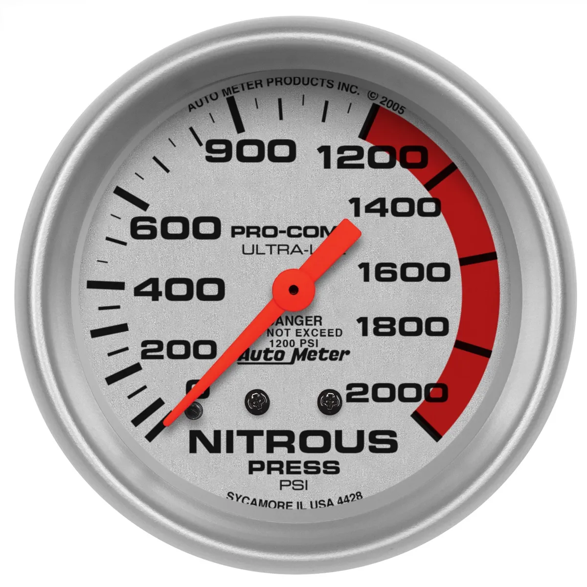 25/8 In. Ultralite Nitrous Pressure Gauge Full Sweep Mechanical 02000 Psi product image
