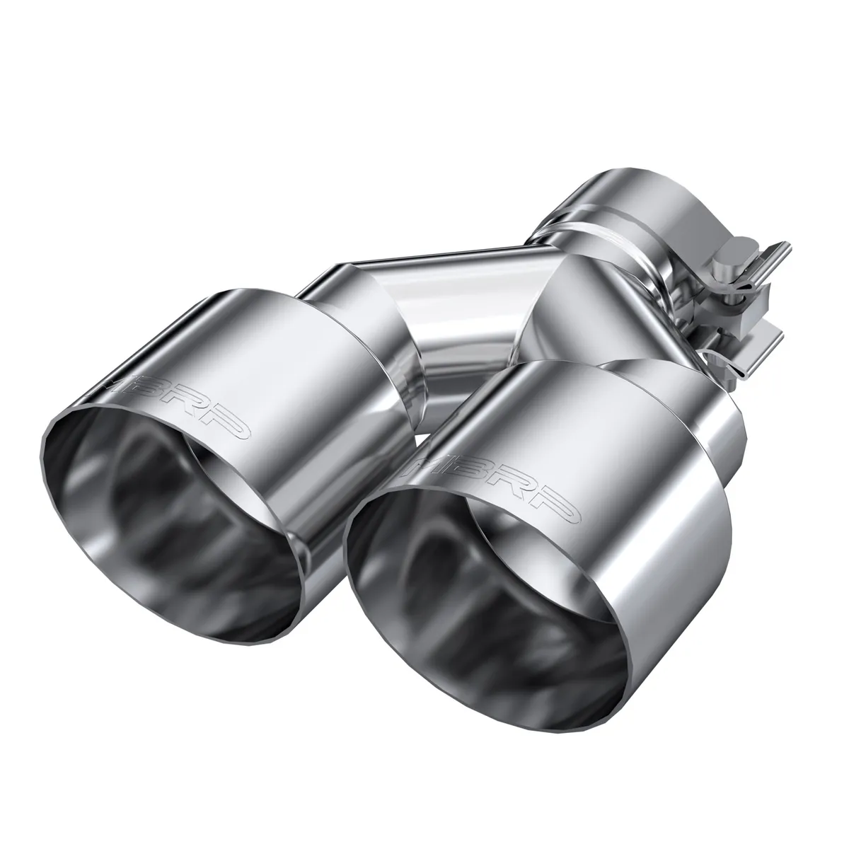 Armor Pro Exhaust Tip; 2.5 in. Inlet Diameter; Dual 4 in. Outlet Diameter Out Single Wall; T304 Stainless Steel; product image