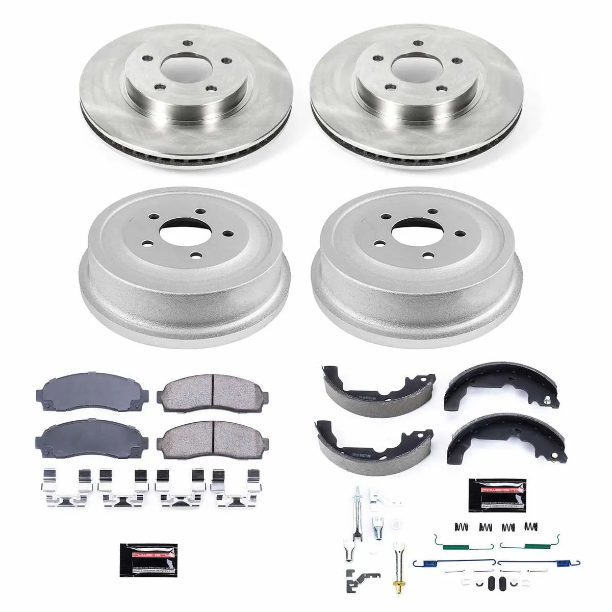 Z17 Direct Replacement Kit: Rotors; Ceramic Pads W/Hardware; Coated Drums; Shoes W/Hold Down And Adjuster Kit product image