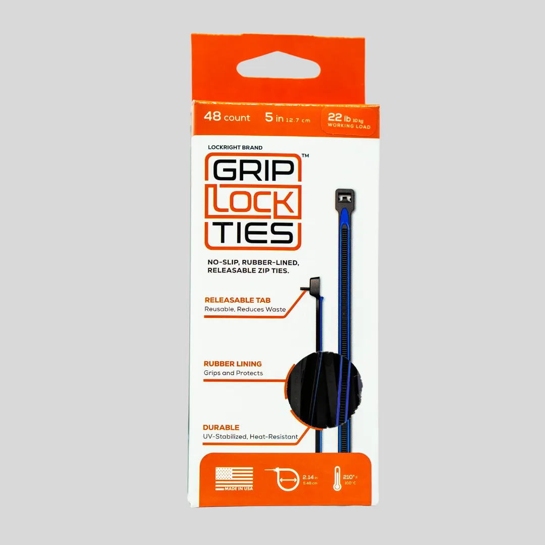GripLockTies® 5" Rubber-Lined, Reusable Cable Ties - 48 Count product image