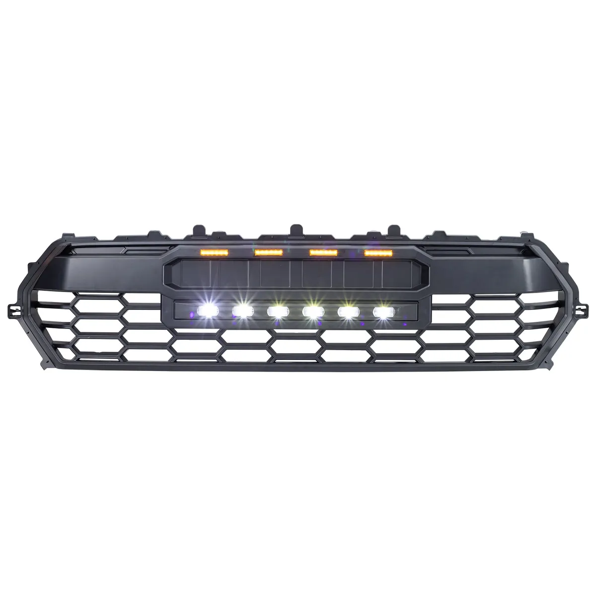 Trd Pro Style Front Grille w/ LED Off-Road Lights, Amber Lights And Diy Letters For 2024+ Toyota Tacoma- Matte Black | in Stock on Apr 30 product image