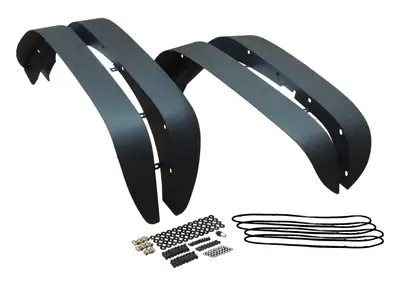 Crown Automotive Jeep Replacement RTOff-RoadJeepFenderFlareKitBlackPlateSteelFenderFlareSetTexturedBlackPowderCoatFinishIncreasesTireClearanceIncludesAllHardwareNeededforInstallation
