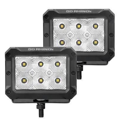 Go Rhino Go Rhino 753003023FBS Bright Series - 4x3 Rectangular LED Flood Lights, Pair