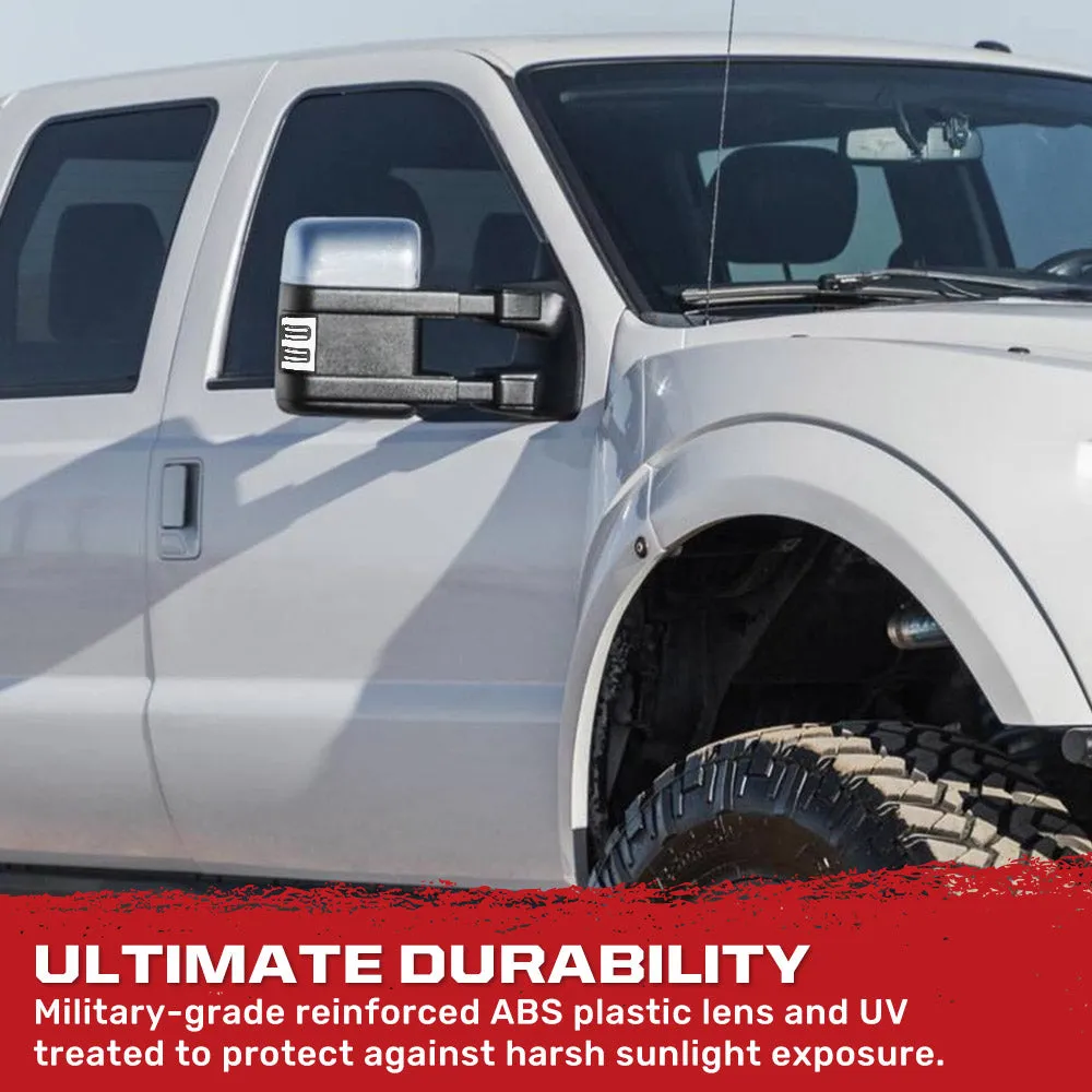 Ford 08-16 F250f350 Superduty Side Mirror Lenses 2-Piece Set w Ultra High-Power Amber Oled Running Lights Ultra High-Power Amber Scanning Oled Turn Signals - Smoked Lens product image