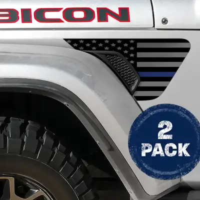 Under The Sun Inserts Blackout Thin Blue Line Flag 2pc Vinyl Fender Decal