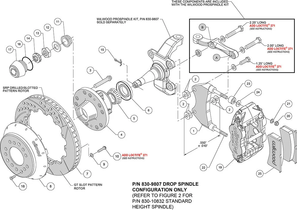 Wilwood FNSL6R Front Hub Kit 14.00in Drill Red WWE ProSpindle 5x4.75in 5x5.00in Hub product image