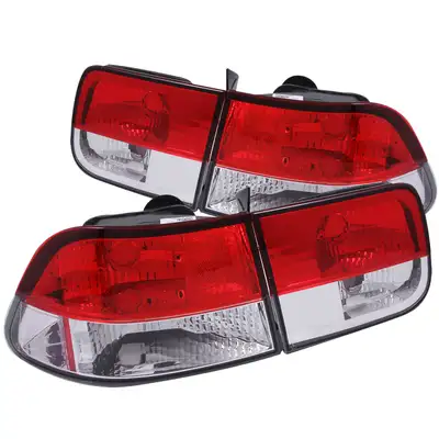 ANZO USA Honda Civic 96-00 2DR Tail Lights Chrome Red/Clear Lens 2pc