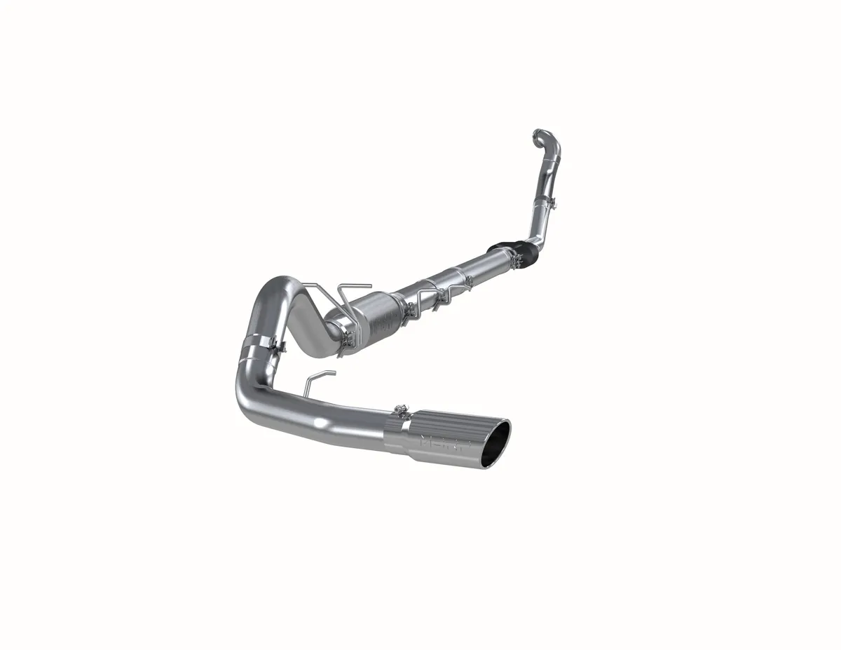 Armor Plus Turbo Back Exhaust System; 4 in.; Incl. 3 in. Turbo Downpipe/Mid Pipe/Ext. Pipe/Muffler/Tailpipe/Hardware/5 in. OD Tip; Single Side Exit; Off Road; T409 Stainless Steel; product image