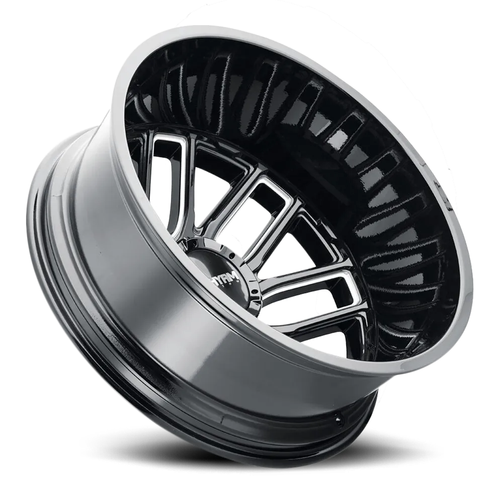Mayhem Dually Wheels Cogent Dually 8107D 20x8.25 Outer Dually Milled Spokes Gloss Black -192 Off Set 8 Lug -2.93 BSM 154.2 Bore Cast Aluminum product image