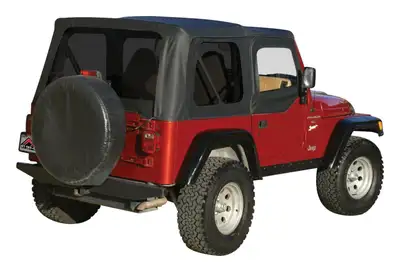 Crown Automotive Jeep Replacement 1997-2006 Wrangler TJ w/ Half Steel Doors; Black Diamond; Includes frames soft upper doors tinted windows & hardware