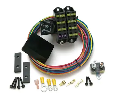 Painless Wiring 7-Circuit Weather Resistant Fuse Block; 3 Constant-Hot/4 Ignition-Hot Circuits; Uses One 40 Amp Relay; Incl. Fuse Cover;