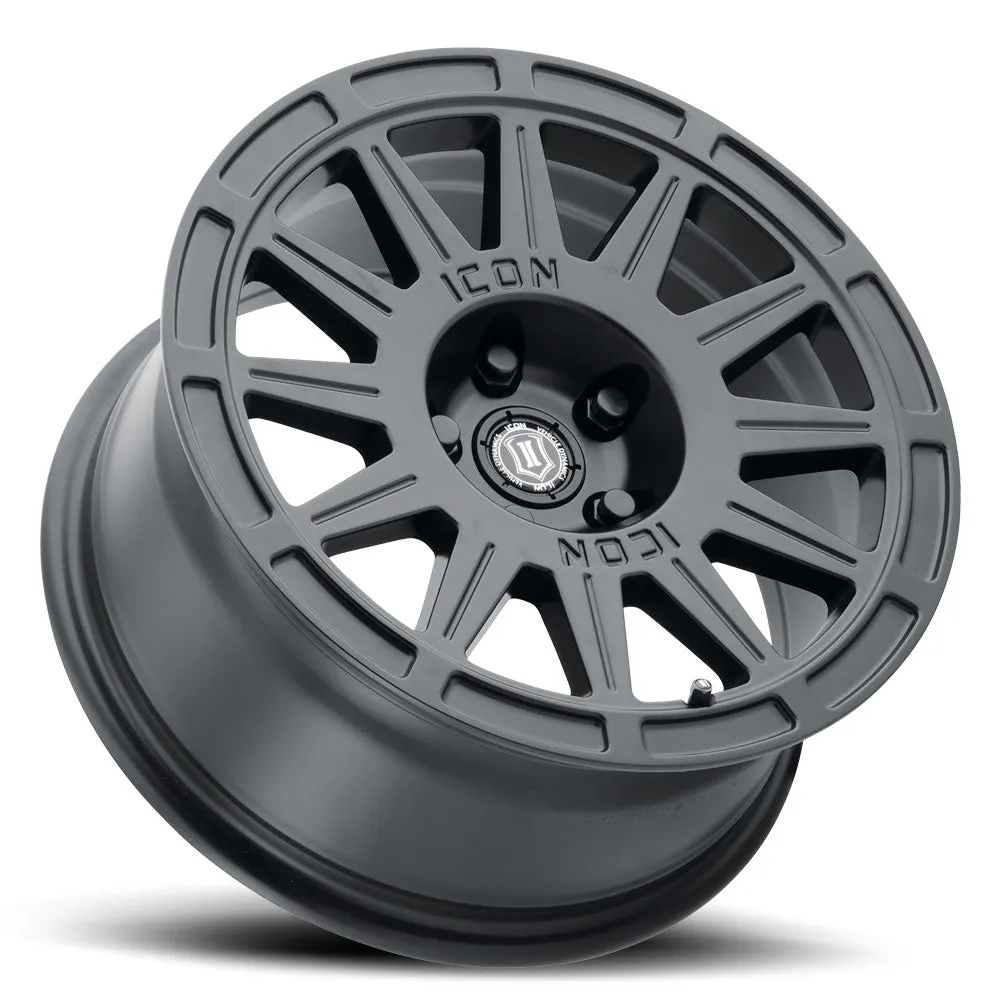 ICON Alloys Ricochet, Satin Black, 15 x 7 / 5 x 100, 15mm Offset, 4.6" BS product image