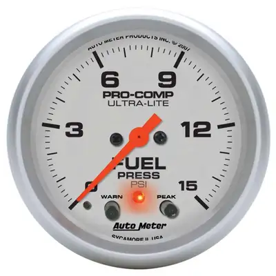 AutoMeter Gauge, Fuel Press, 2 5/8", 15psi, Digital Stepper Motor w/Peak & Warn, Ultra-Lite