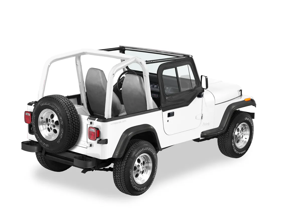 Rounded Upper Door Sliders Rear Corner Jeep 1988-1995 Wrangler YJ Fits Supertop, Sunrider or Halftop Black Denim Single Sliding Bestop product image