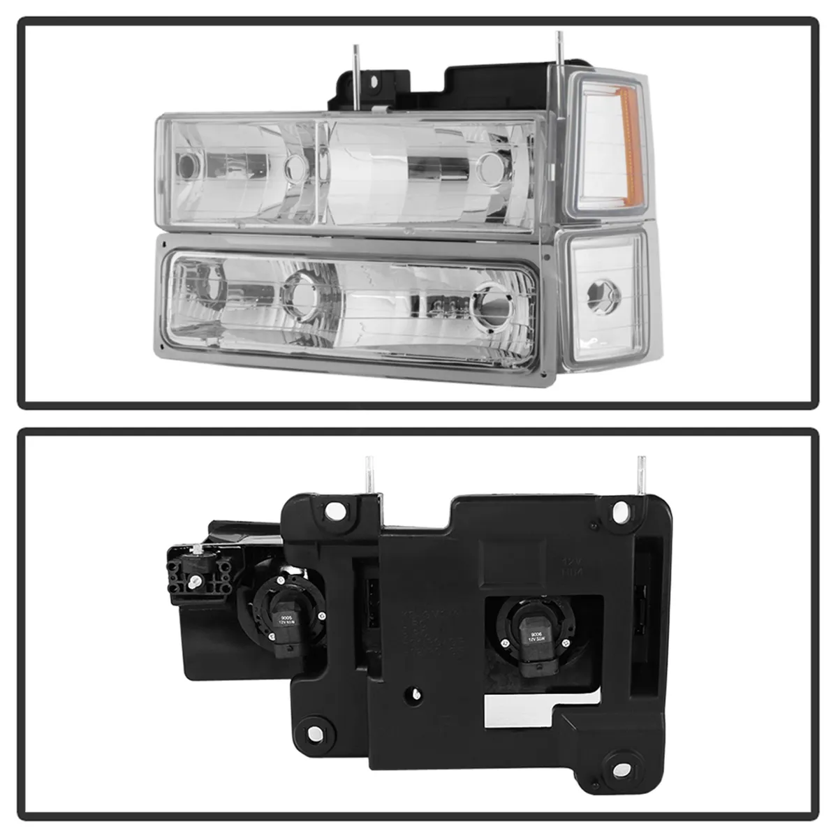 XTune Headlights; w/Corner And Parking Lights; 8 pc. Set; Chrome; Not Compatible w/Seal Beam Headlight; product image