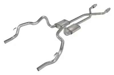 Pypes Performance exhaust Crossmember Back w/X-Pipe Exhaust System 75-81 F-Body Split Rear Dual Exit 2.5 in Intermediate And Tail Pipe Street Pro Mufflers/Hardware Incl Catalytic Converter Incl Pypes Exhaust
