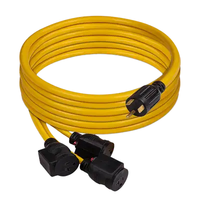 Firman Power Equipment 25' Heavy Duty TT-30P to (3)5-20R Portable Generator Power Cord With Storage Strap
