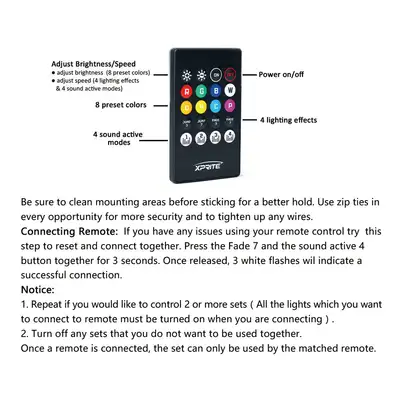 Xprite Xprite Replacement Remote Control for Underglow Lights (Battery Not Included)