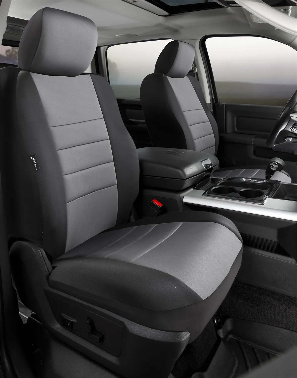 Neo™ Neoprene Custom Fit Truck Seat Covers; Bucket Seats w/Non-Removable/Adjustable Headrests And Side AirBags; product image
