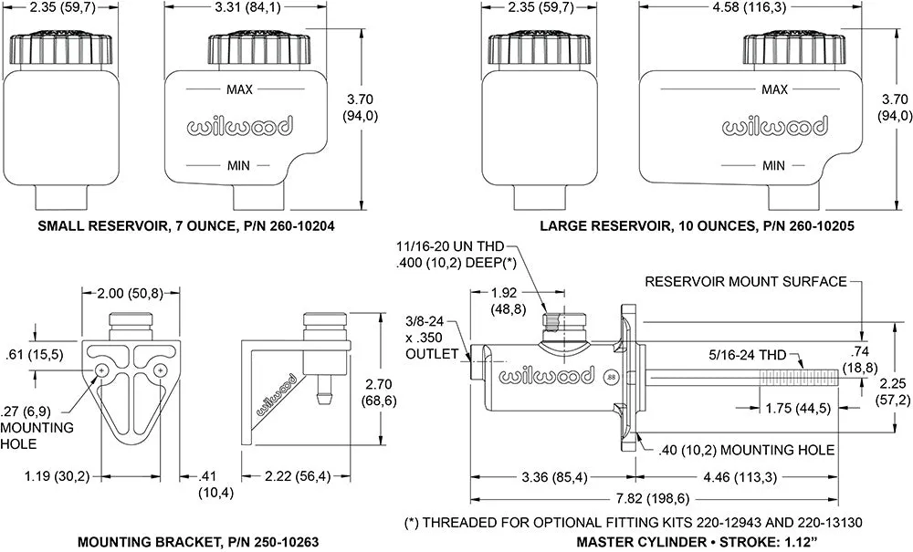 Short Remote M/C Kit 13/16in Bore 3/8in24 Banjo Outlet product image