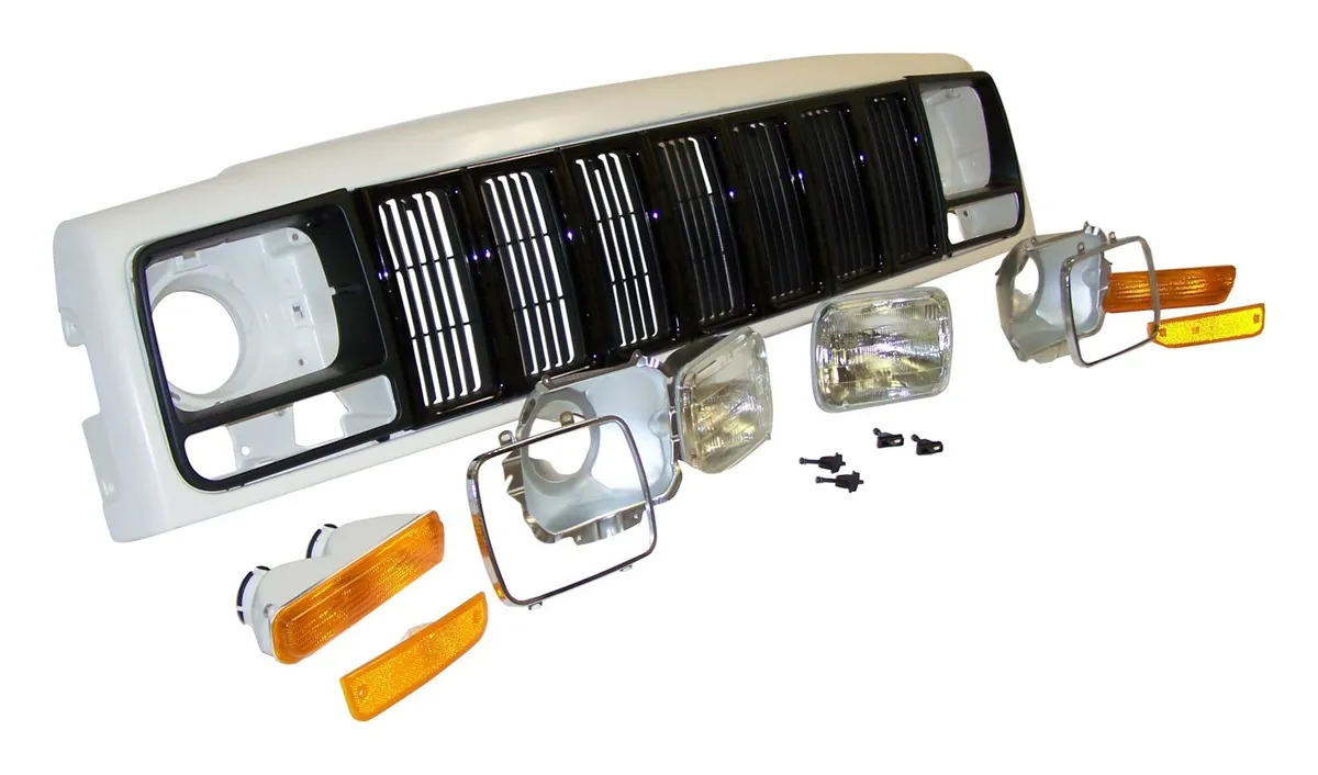Header Panel Kit; Incl. Header Panel/Headlamps/Bulbs/Bezels/Adjusters/Parking Lamps/Sidemarker Lamps/Grilles/Headlamp Seats/Headlamp Rings/Hardware.; product image